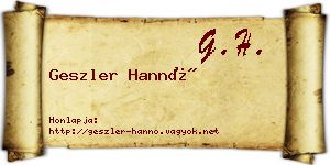 Geszler Hannó névjegykártya